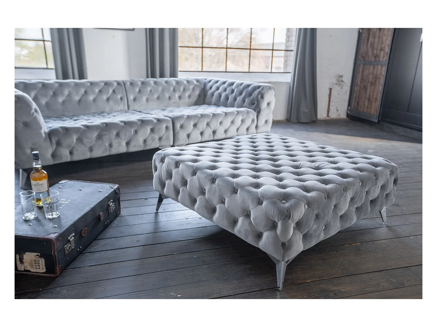 Hocker - Silber Velvet - NARLA