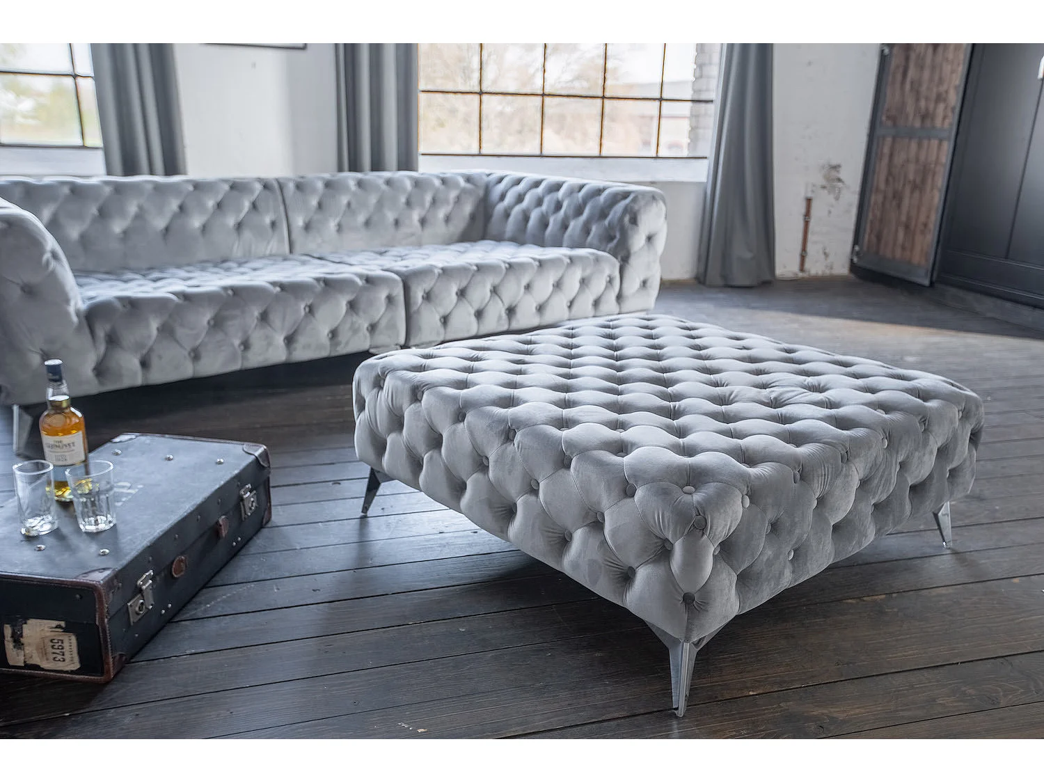 Hocker - Silber Velvet - NARLA
