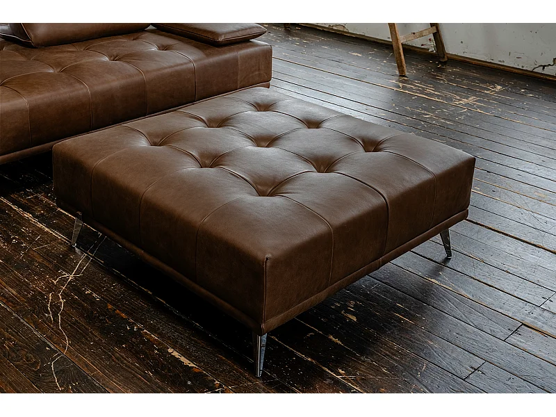 Pouf rembourré - brun foncé cuir - WIOLO