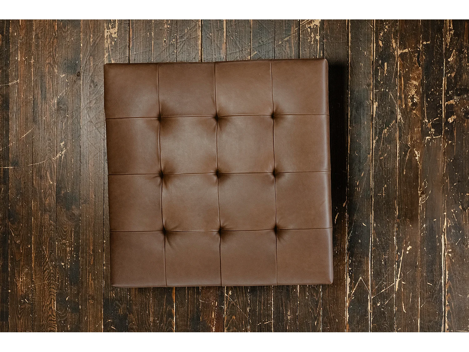 Pouf rembourré - brun foncé cuir - WIOLO