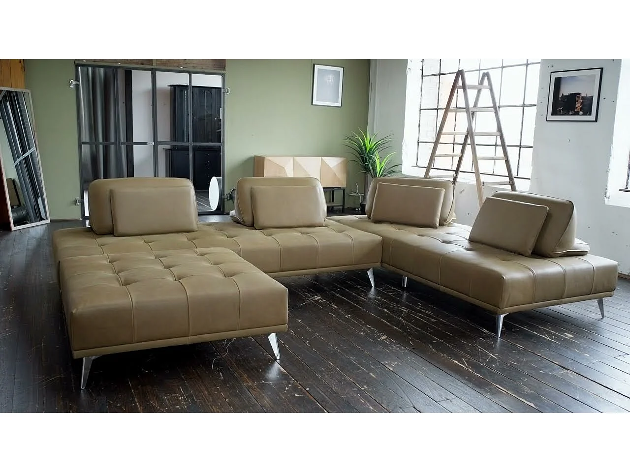 Pouf rembourré - brun foncé cuir - WIOLO