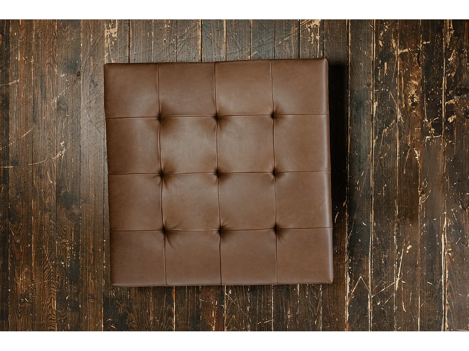 Pouf rembourré - brun foncé cuir - WIOLO