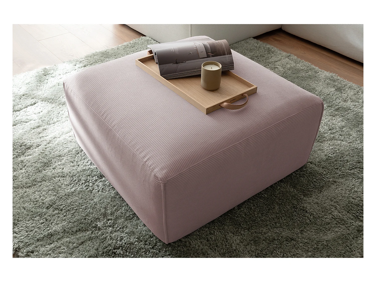 Pouf - Rose Velours côtelé - RANI