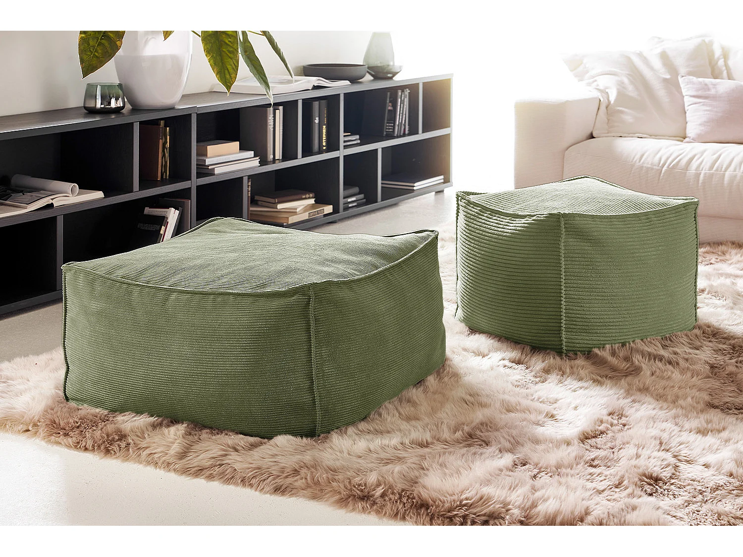 Pouf - Vert Velours côtelé - ALEA