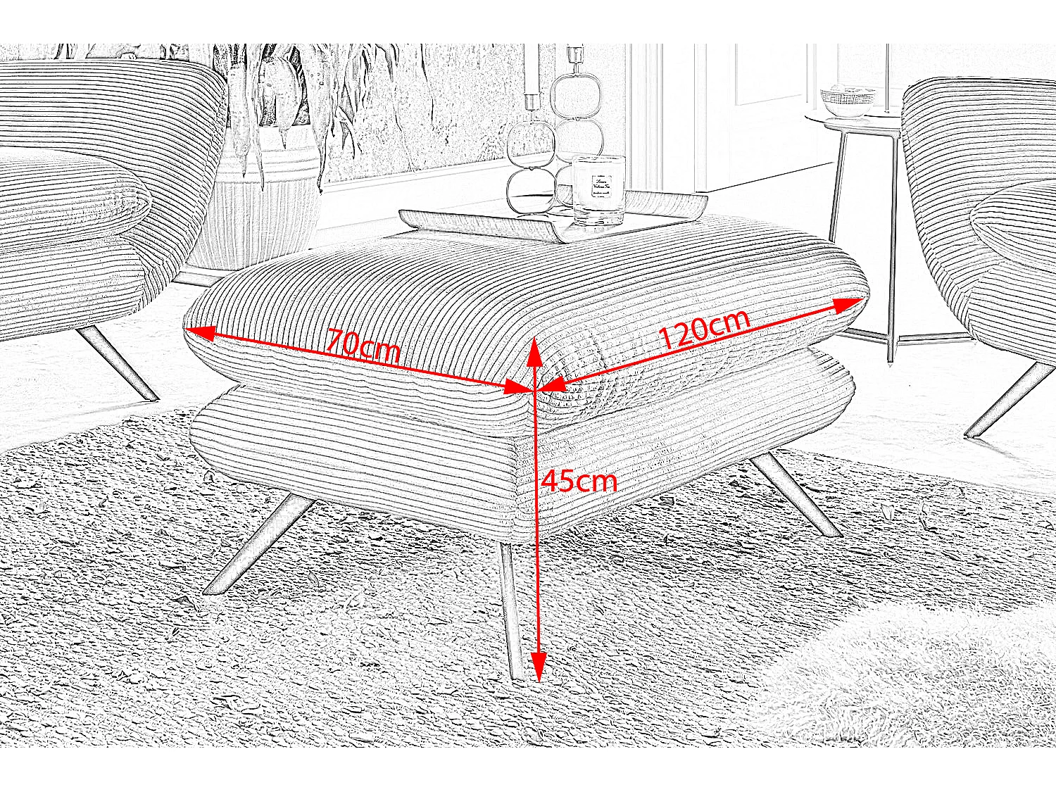 Banc - Vert Velours côtelé - CHARME