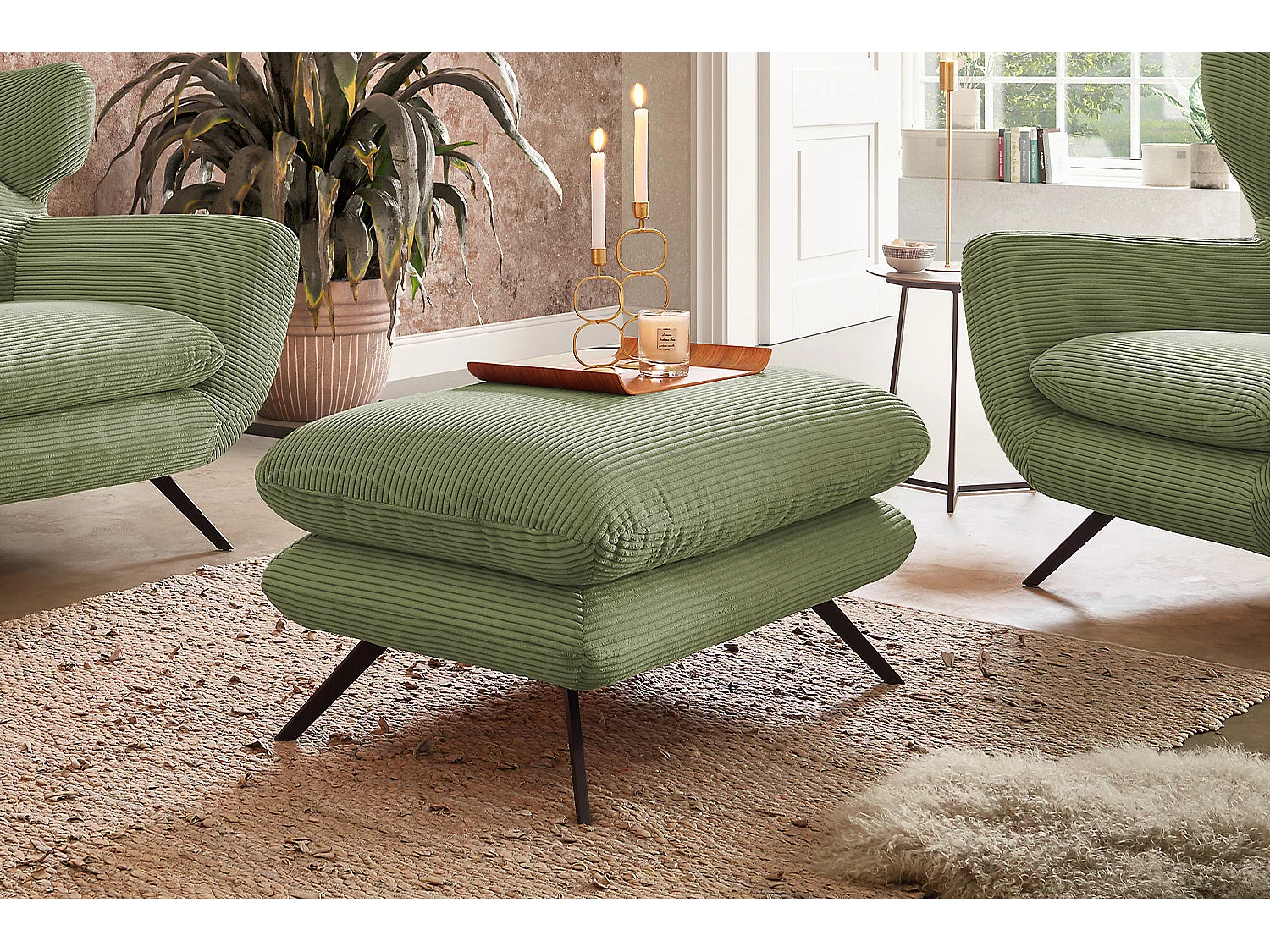 Banc - Vert Velours côtelé - CHARME