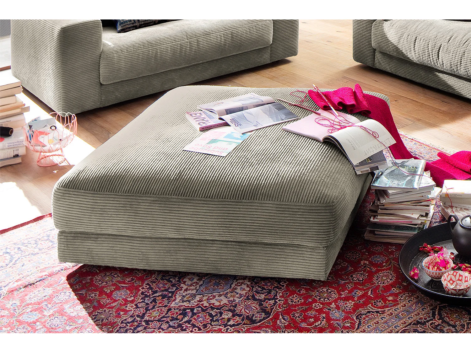 Polsterhocker - Silber Cord - MADELINE