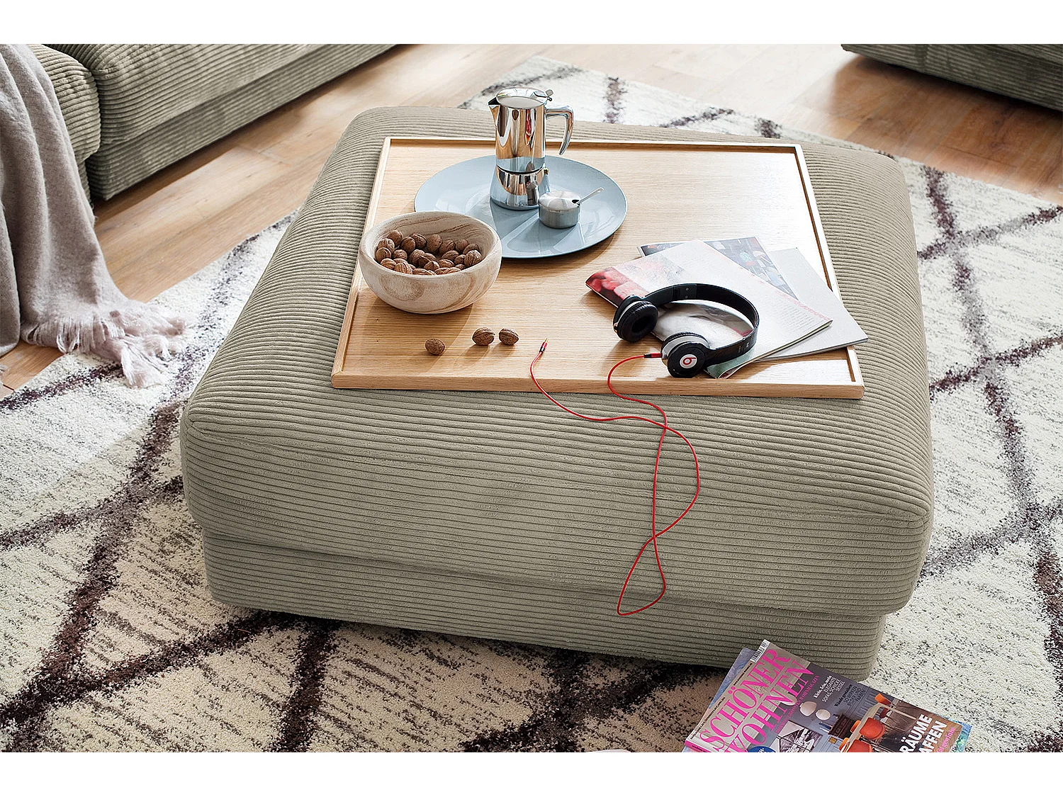 Polsterhocker - Silber Cord - MADELINE