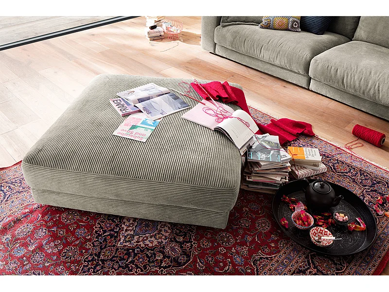 Polsterhocker - Silber Cord - MADELINE