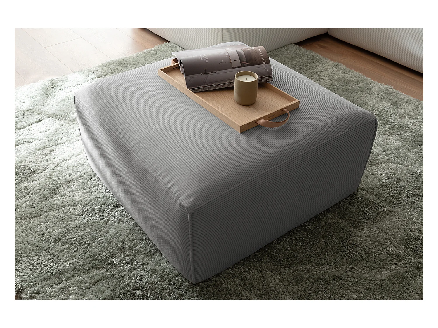 Pouf - Gris Velours côtelé - RANI