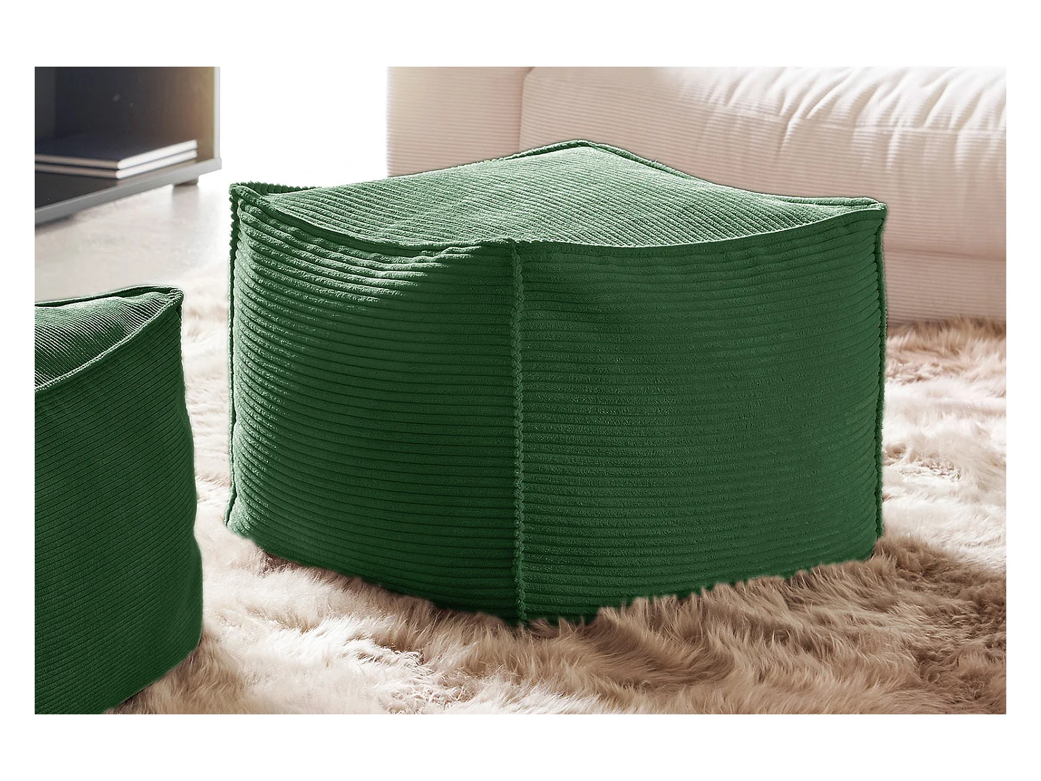 Pouf - verde smeraldo Velluto a coste - ALEA