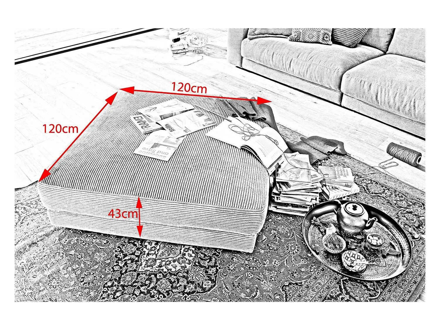 Polsterhocker - Taupe Cord - MADELINE