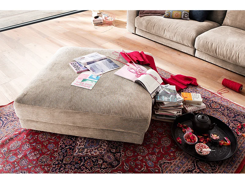 Polsterhocker - Taupe Cord - MADELINE