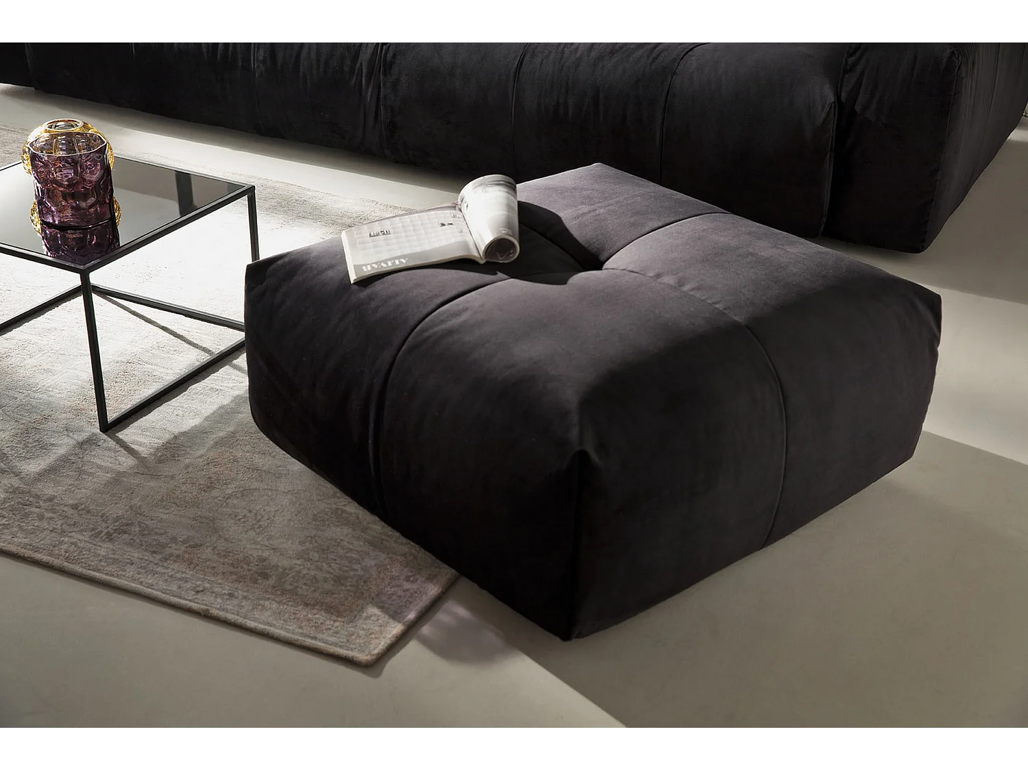 Pouf imbottito - Nero velluto - PALACE