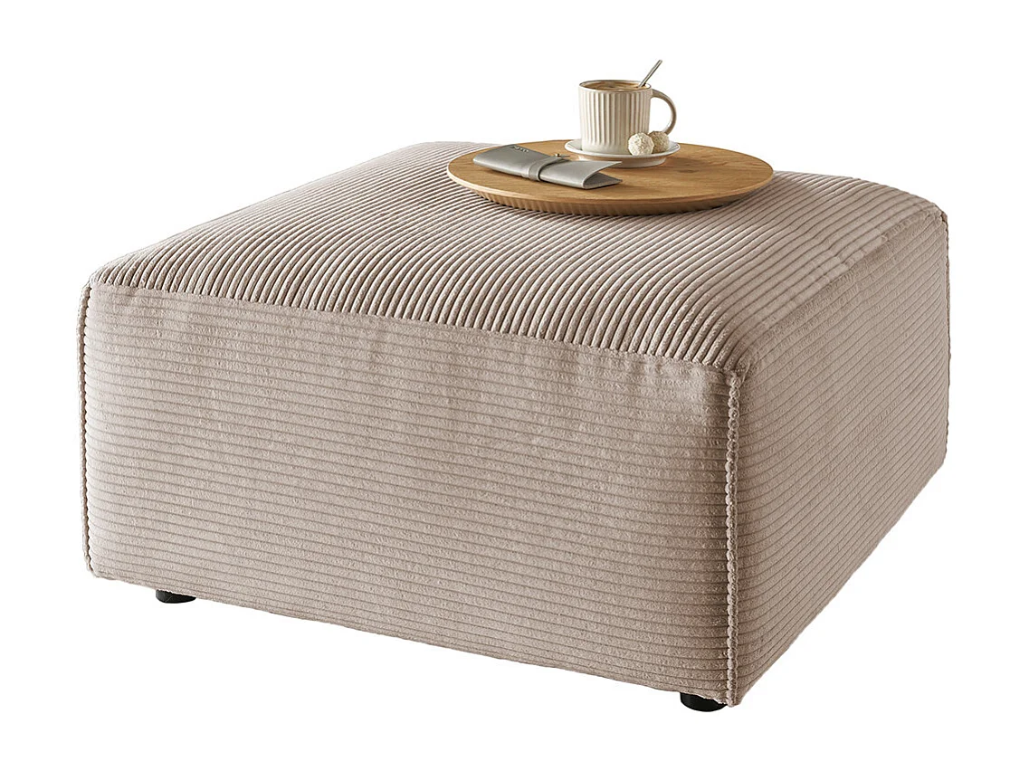 Pouf rembourré - taupe Velours côtelé - RANI