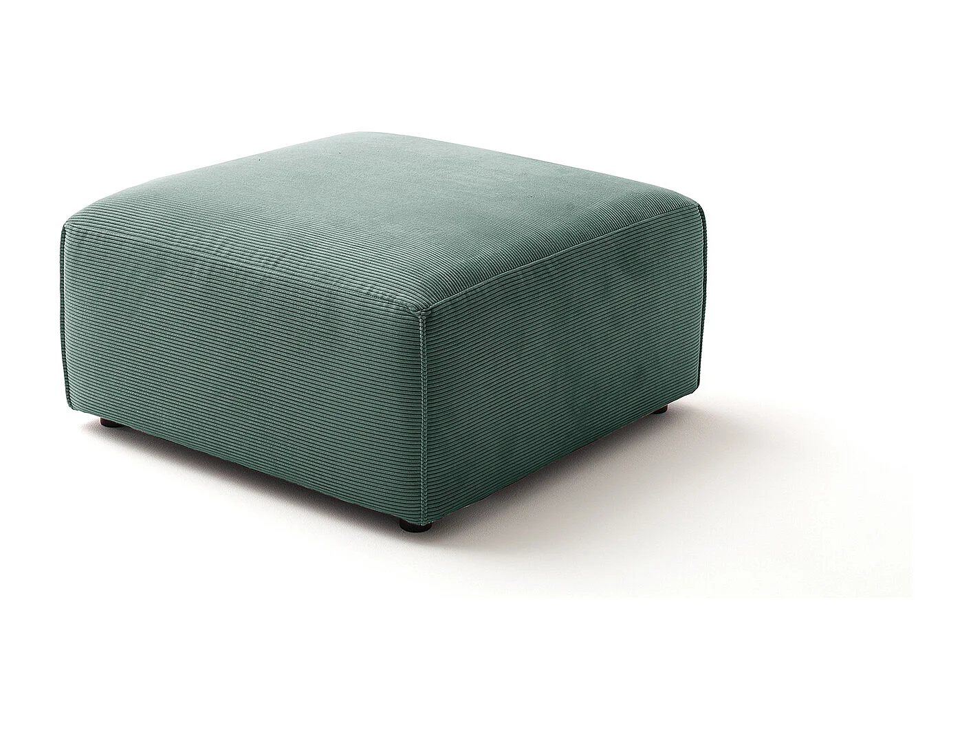 Pouf rembourré - vert émeraude Velours côtelé - RANI