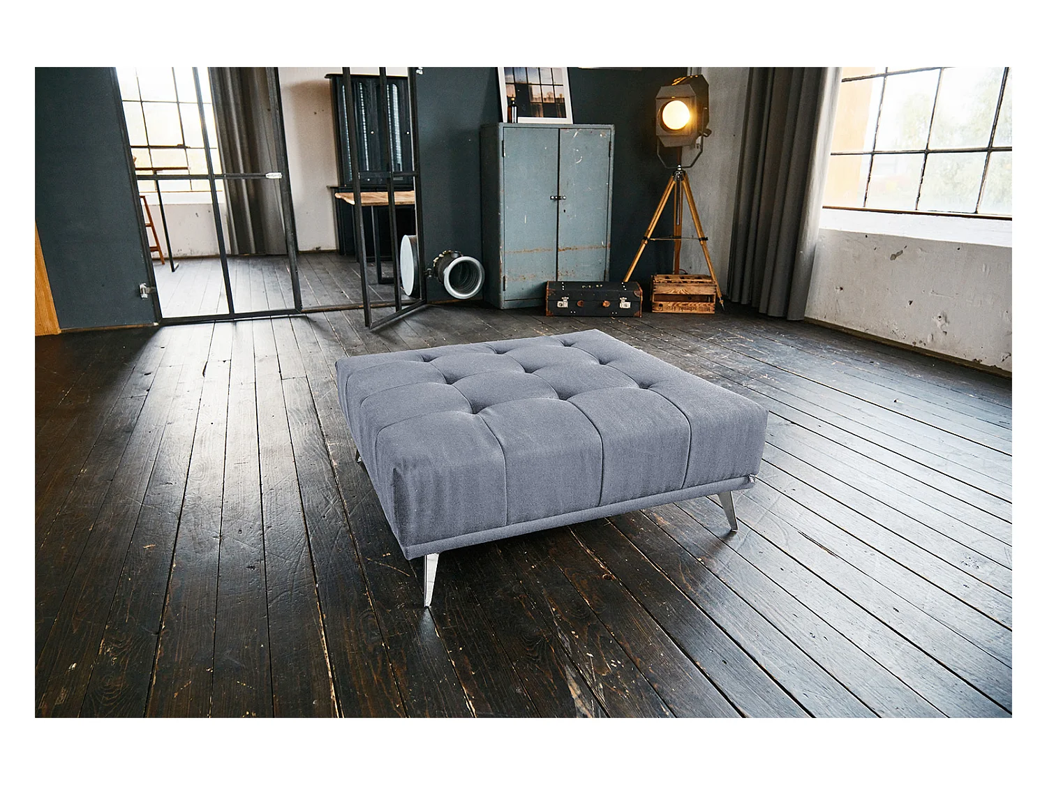 Pouf - grigio chiaro tessuto intrecciato - WIOLO
