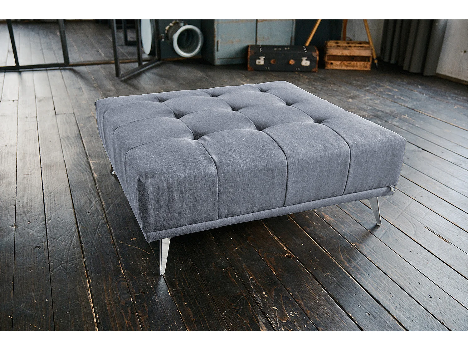 Pouf - gris clair tissu tissé - WIOLO