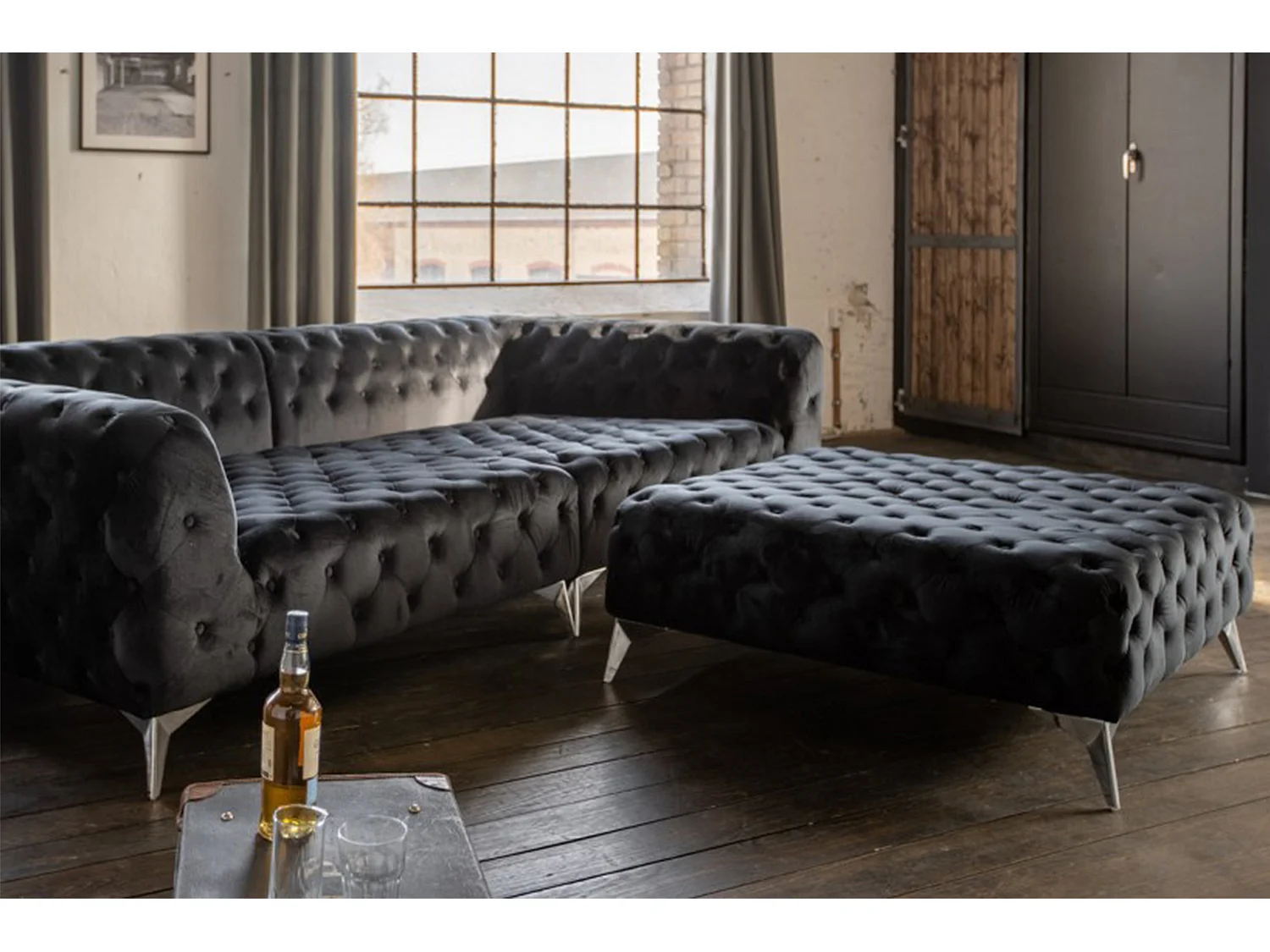 Pouf - Noir Velours - NARLA