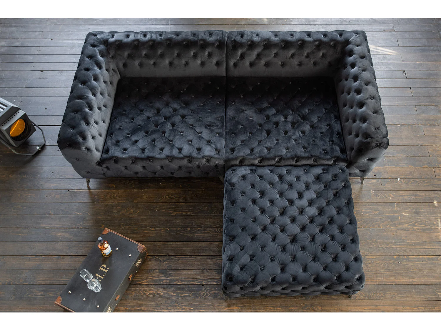 Pouf - Noir Velours - NARLA