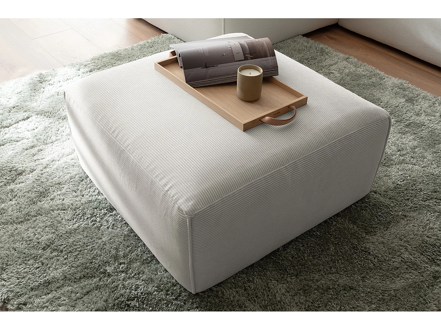 Polsterhocker - Silber Cord - RANI