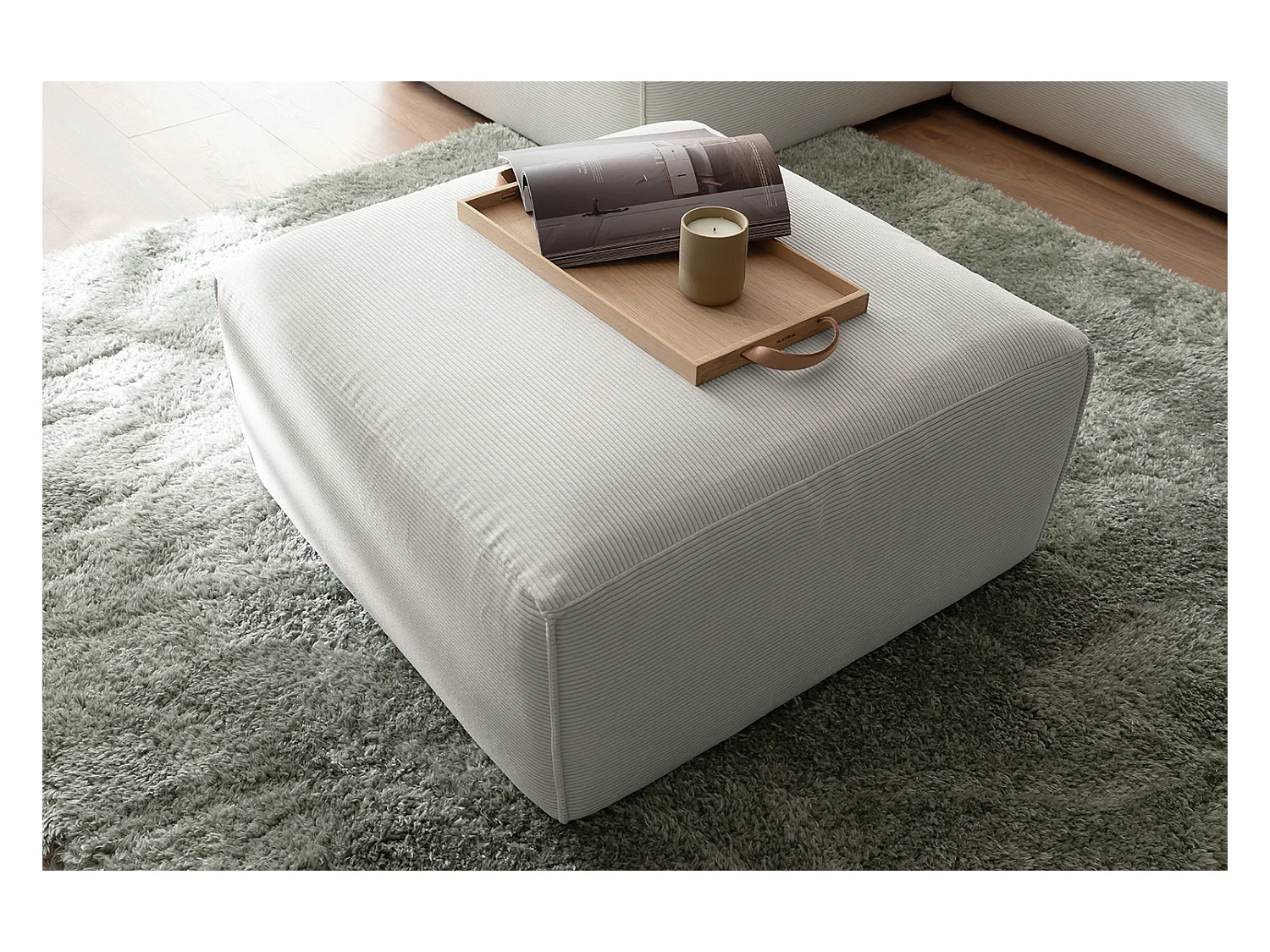 Pouf - argento Velluto a coste - RANI