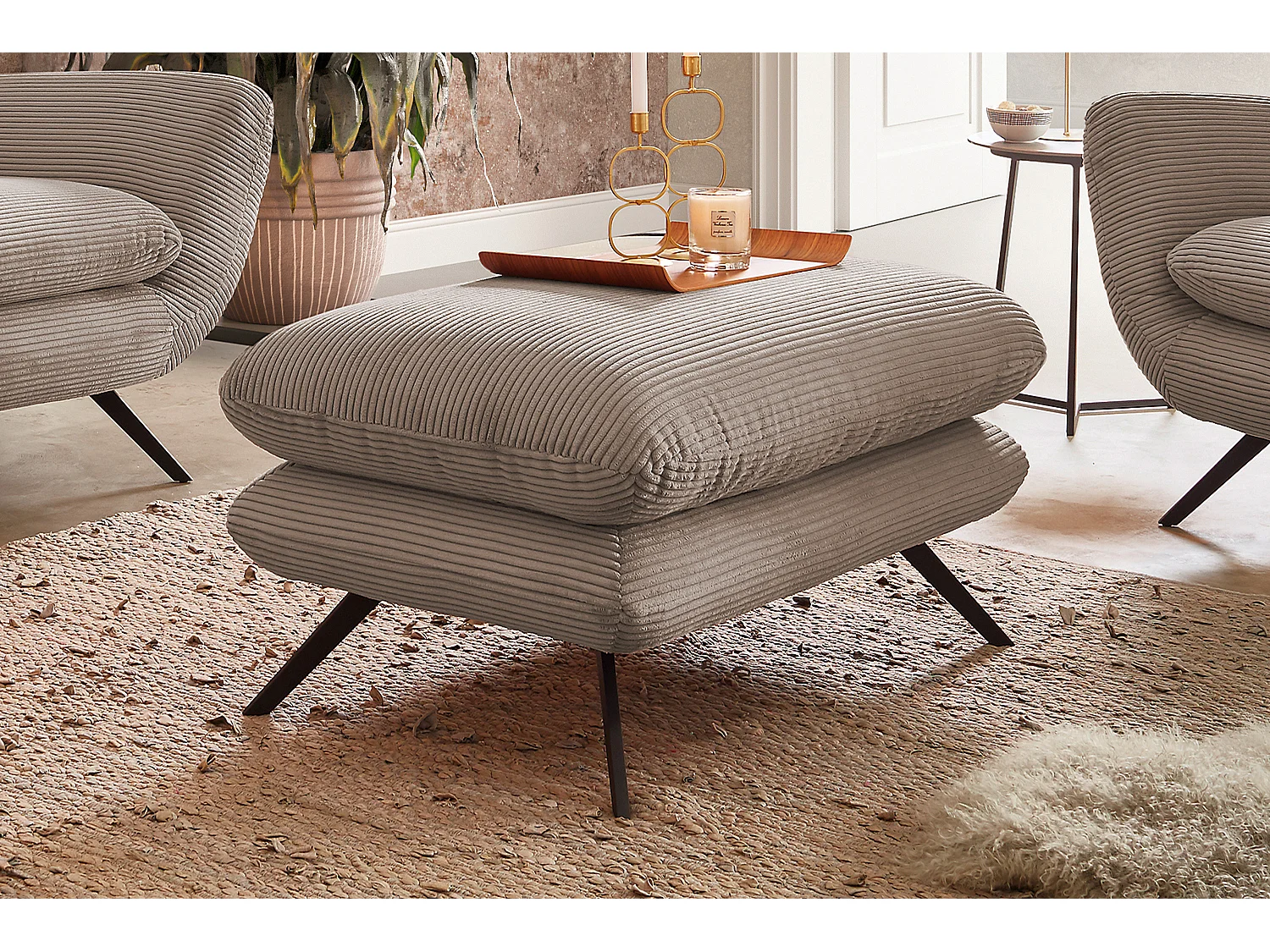 Banc - taupe Velours côtelé - CHARME