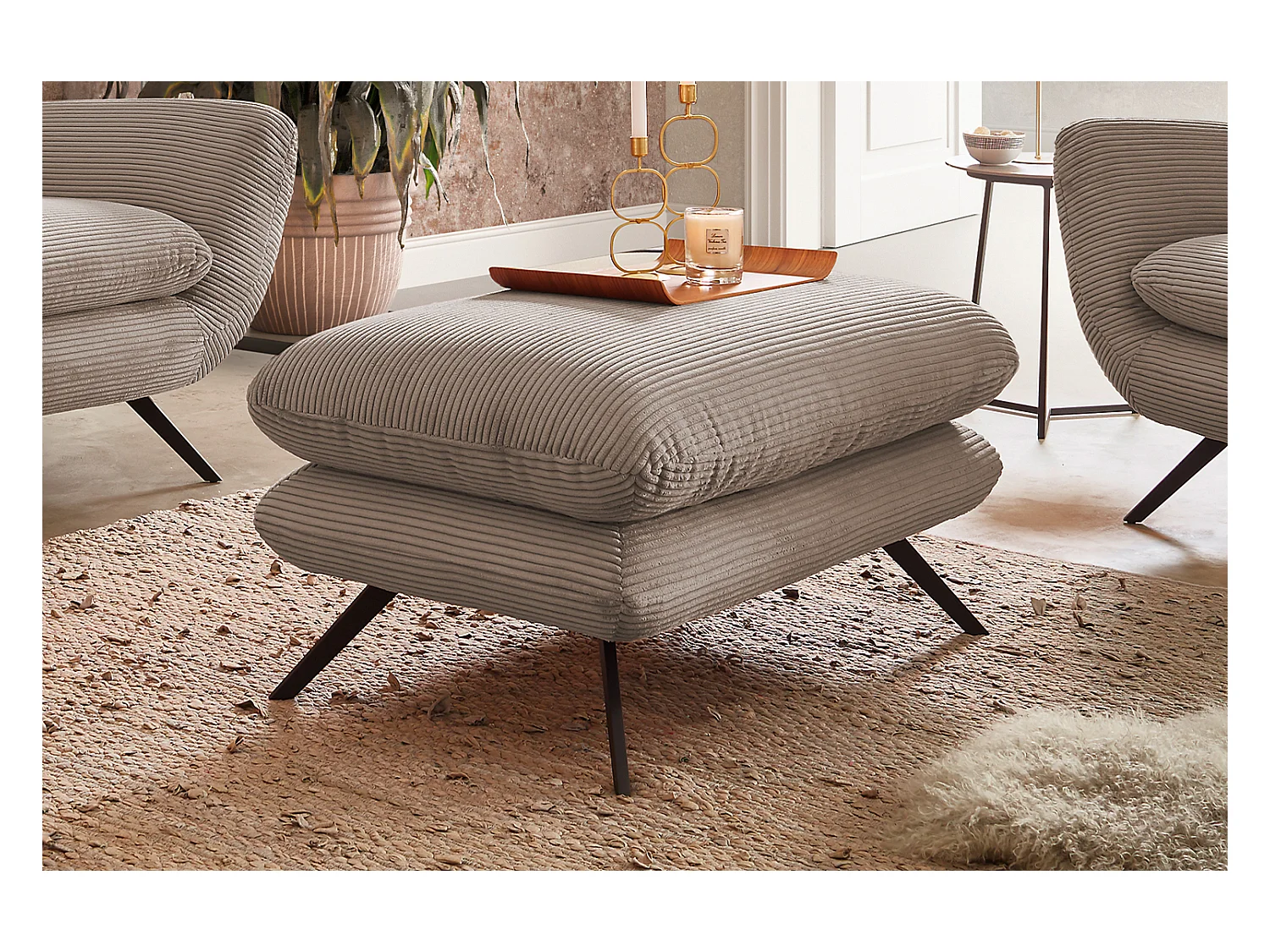 Banc - taupe Velours côtelé - CHARME