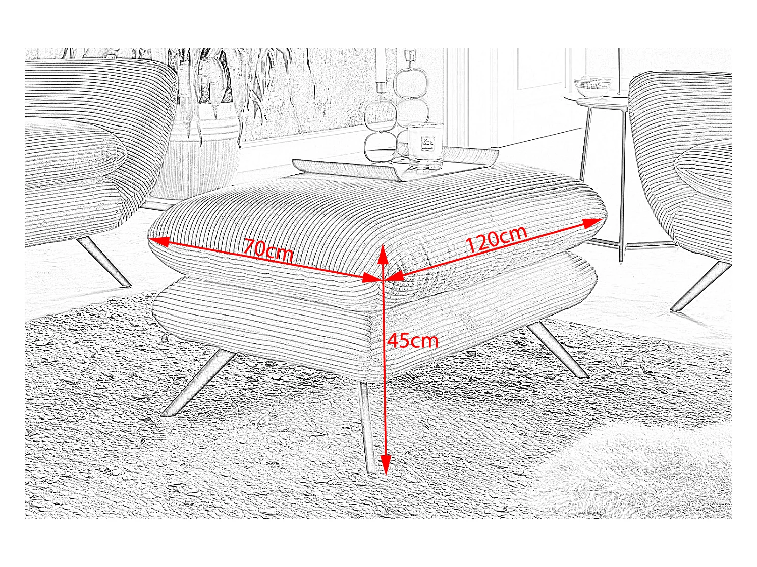 Hockerbank - Taupe Cord - CHARME