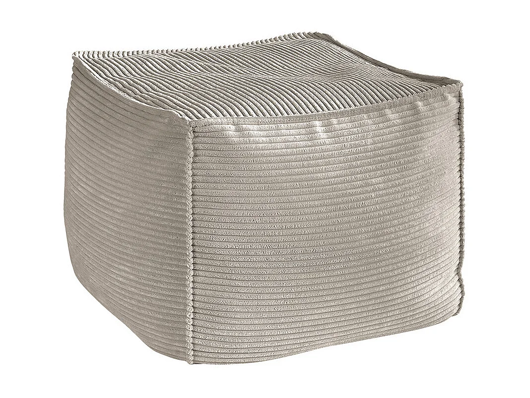 Pouf rembourré - gris pierre Velours côtelé - ALEA
