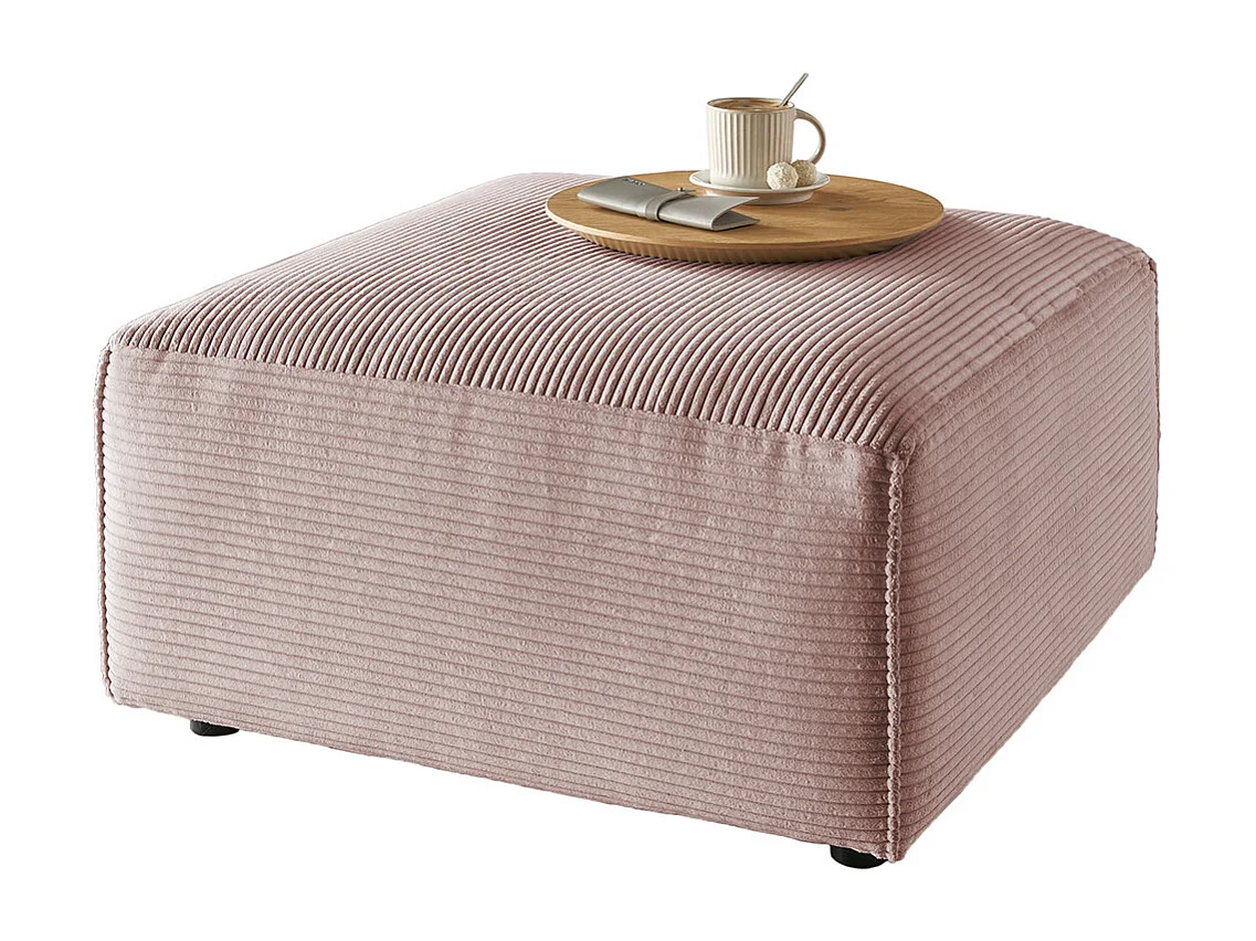 Pouf rembourré - Rose Velours côtelé - RANI