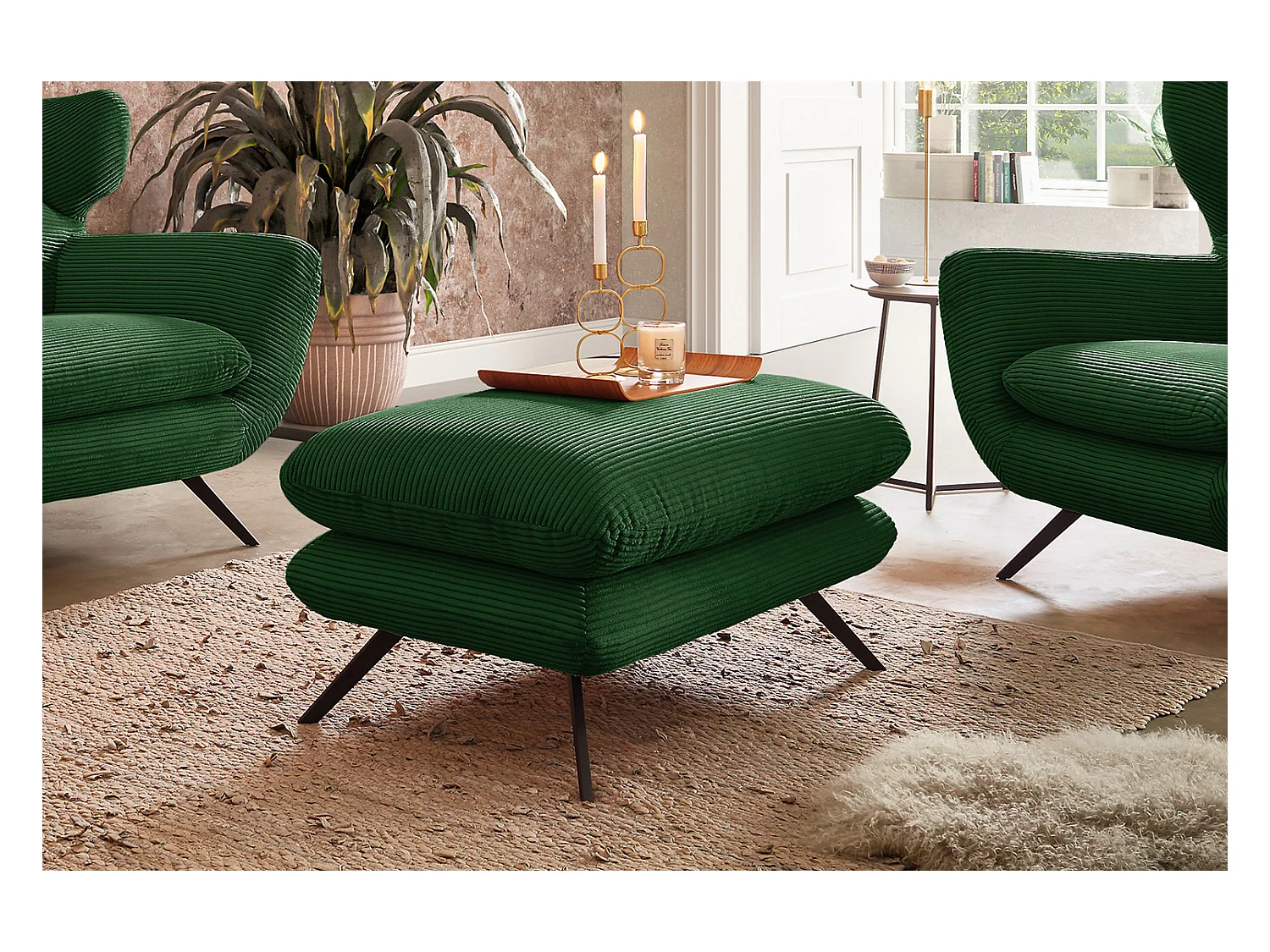 Banc - vert émeraude Velours côtelé - CHARME