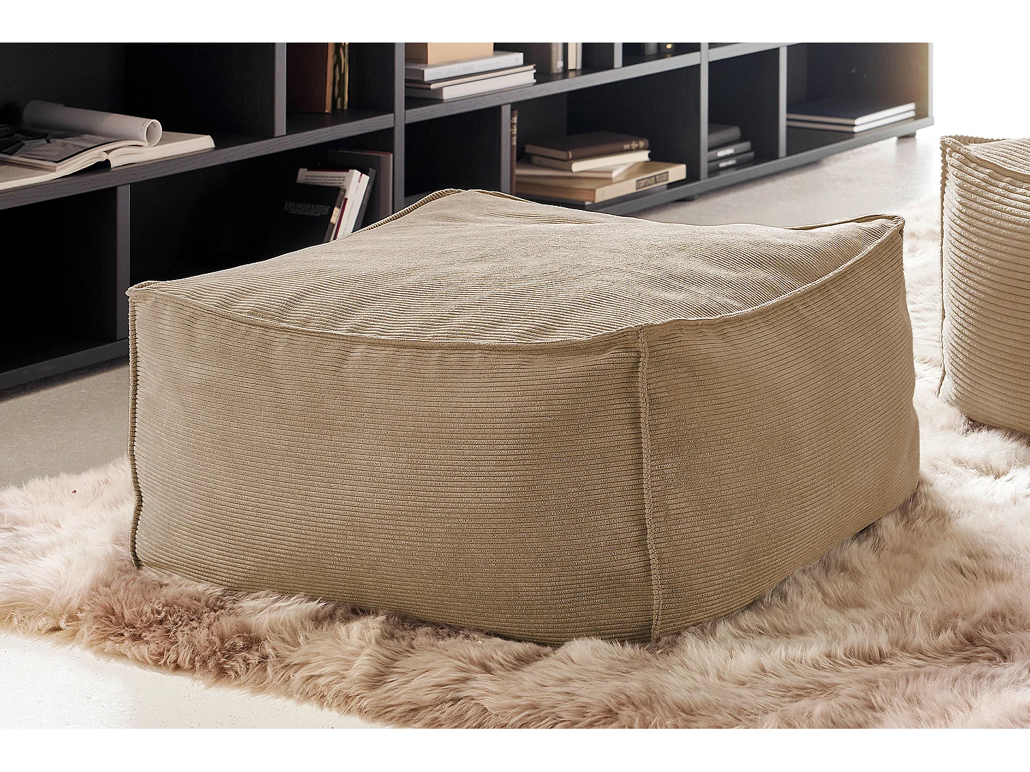 Pouf rembourré - taupe  - ALEA