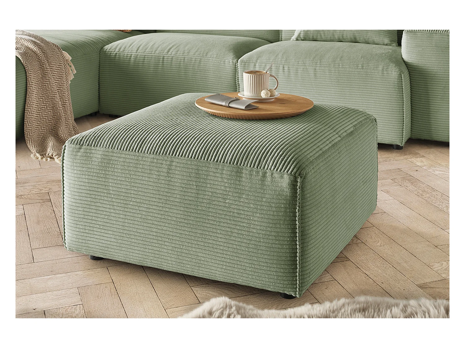 Pouf - Vert Velours côtelé - RANI