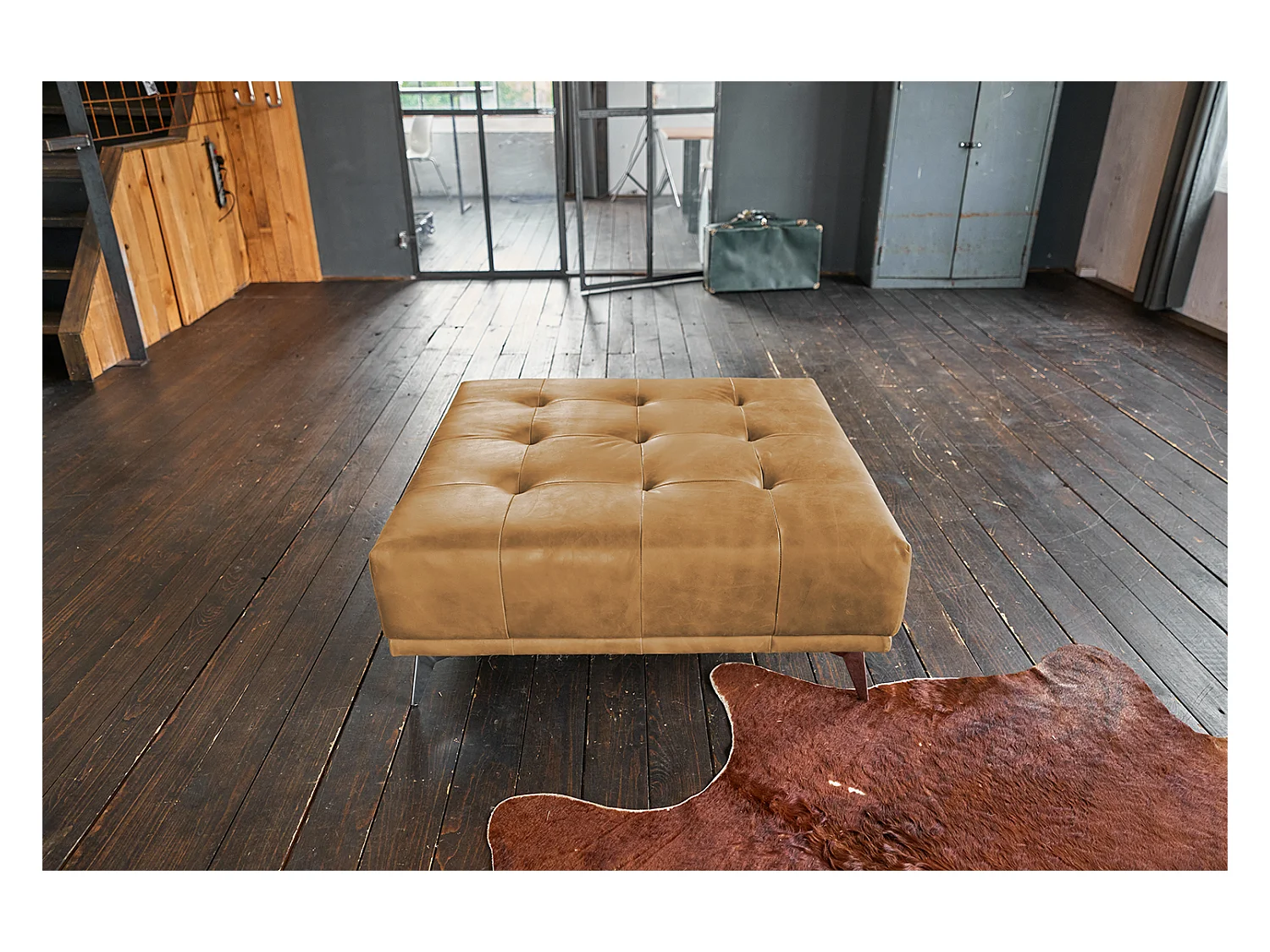 Hocker - Orange Leder - WIOLO