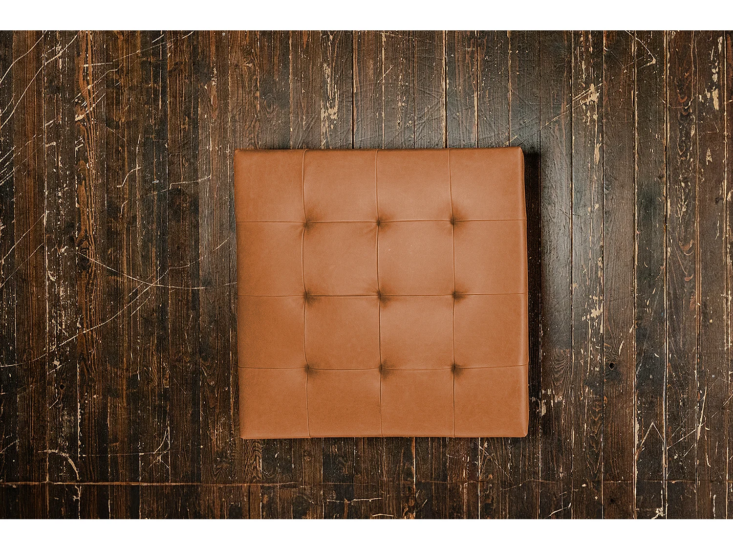 Pouf rembourré - marron cuir - WIOLO