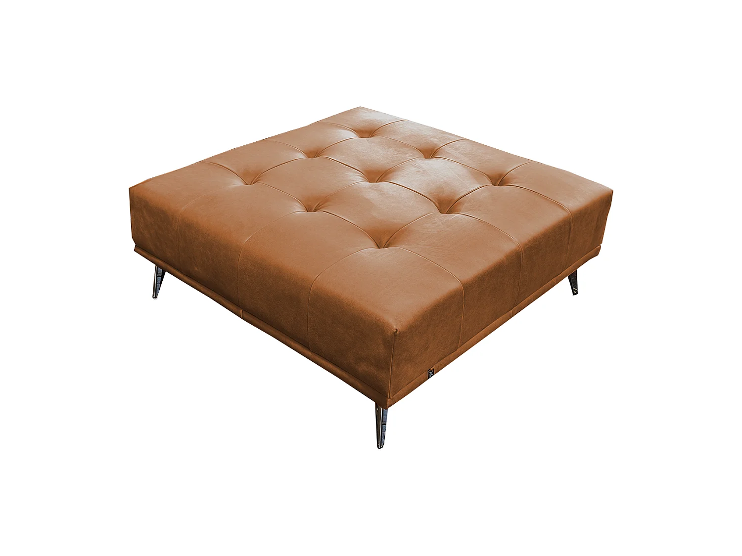 Pouf rembourré - marron cuir - WIOLO