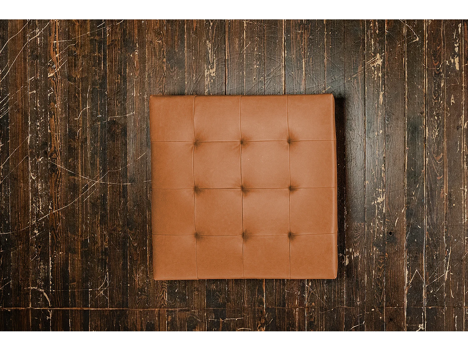 Pouf rembourré - marron cuir - WIOLO