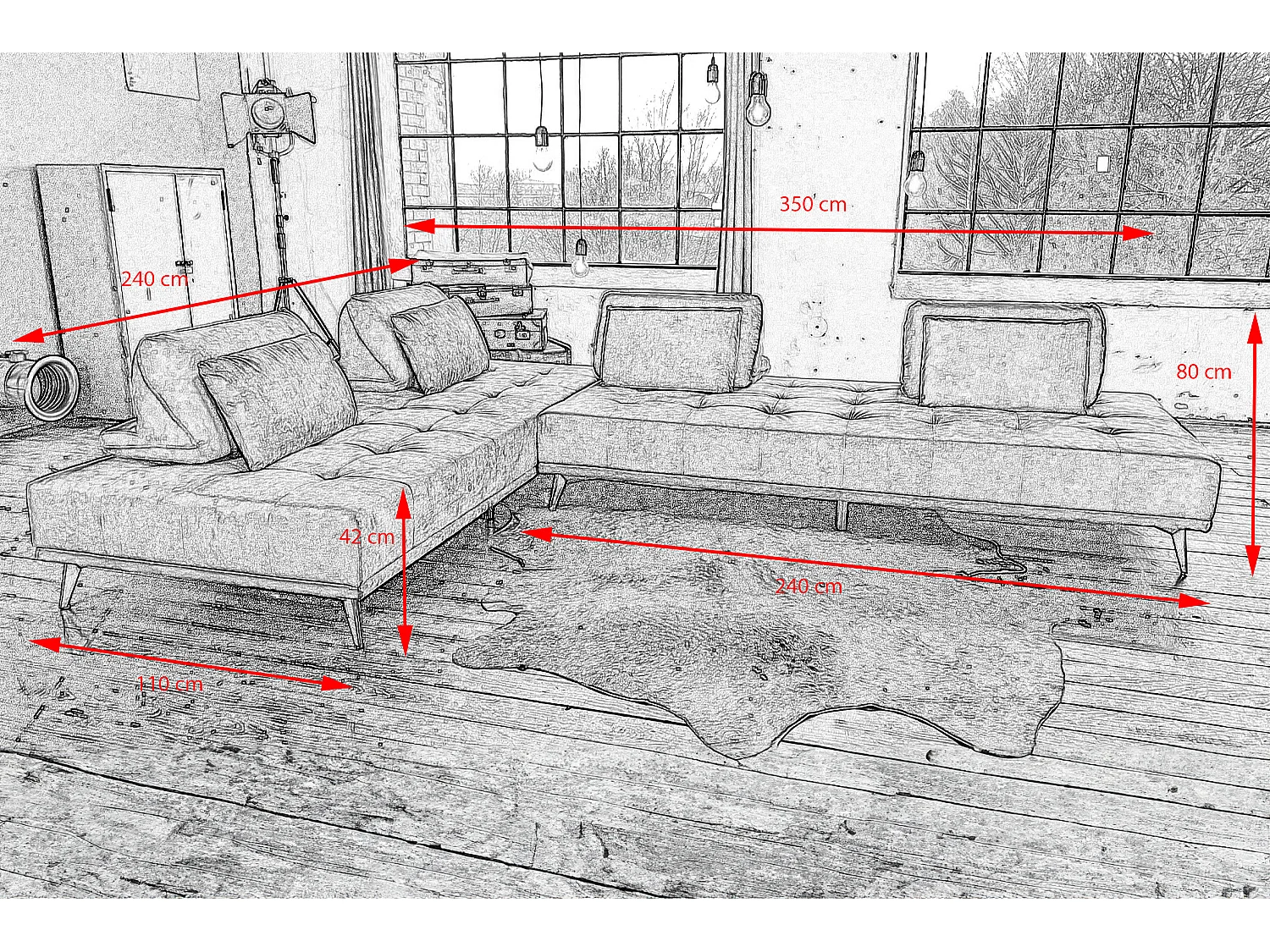 Ecksofa - Dunkelgrün Velvet - WIOLO