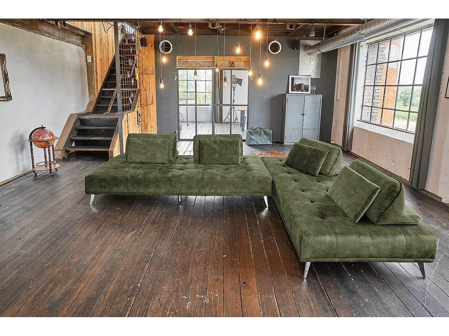 Ecksofa - Dunkelgrün Velvet - WIOLO