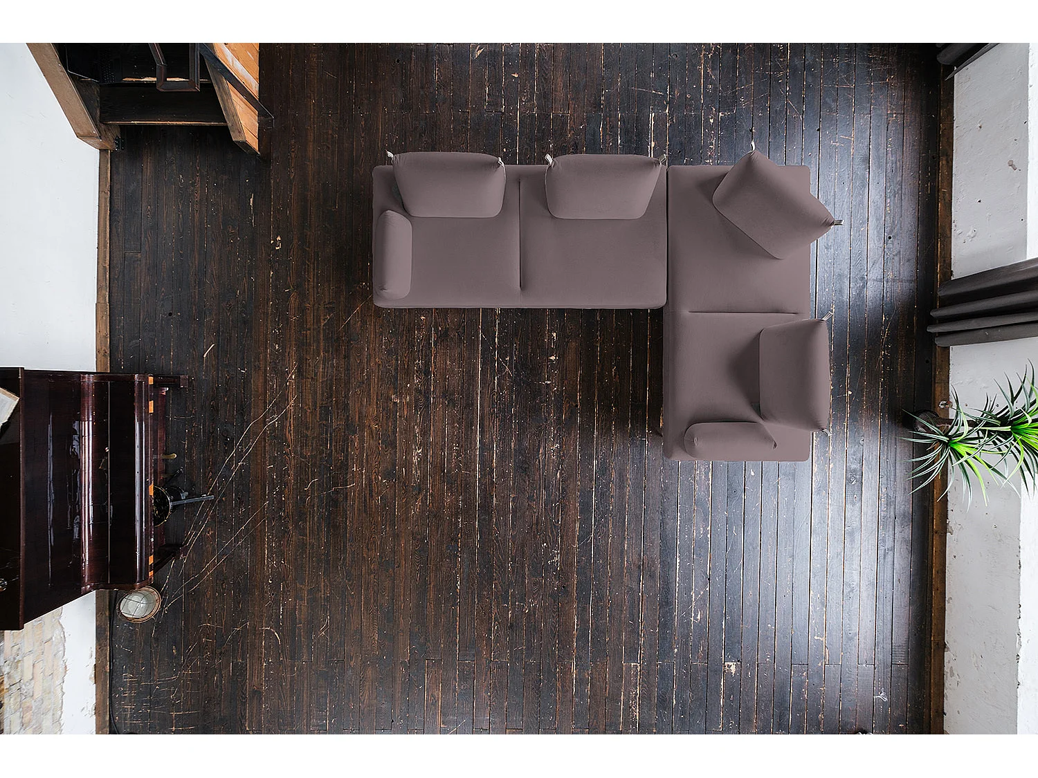 Ecksofa - Violett Webstoff - CANE