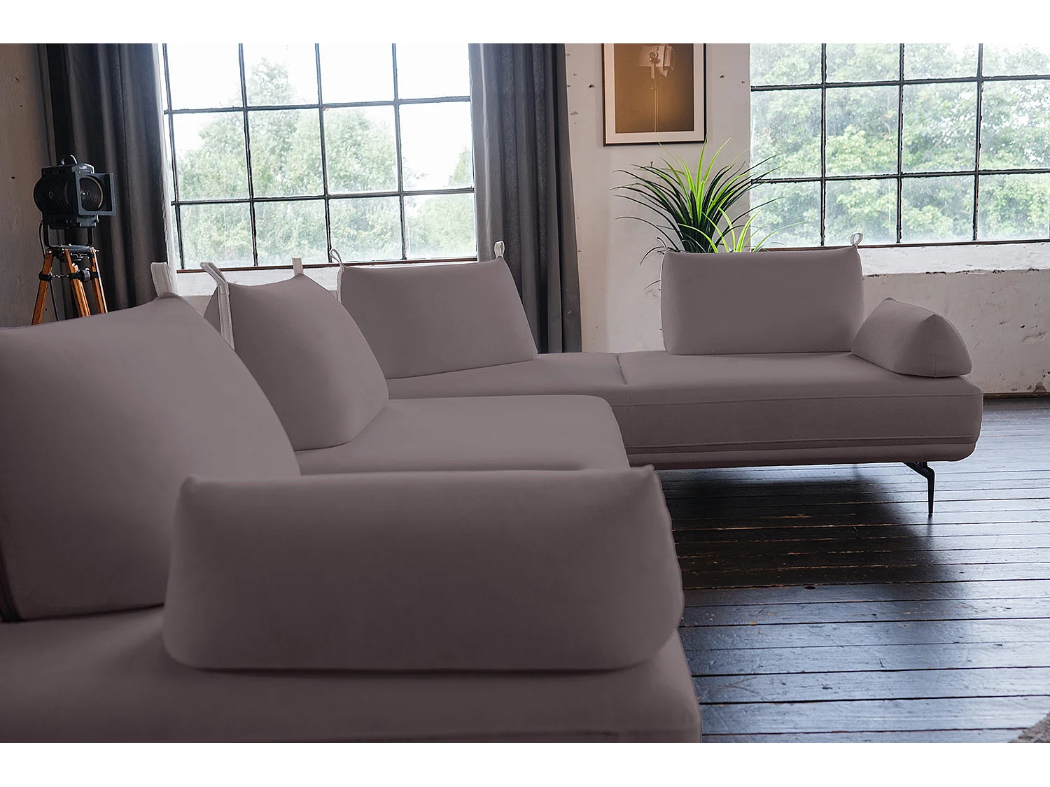 Ecksofa - Violett Webstoff - CANE