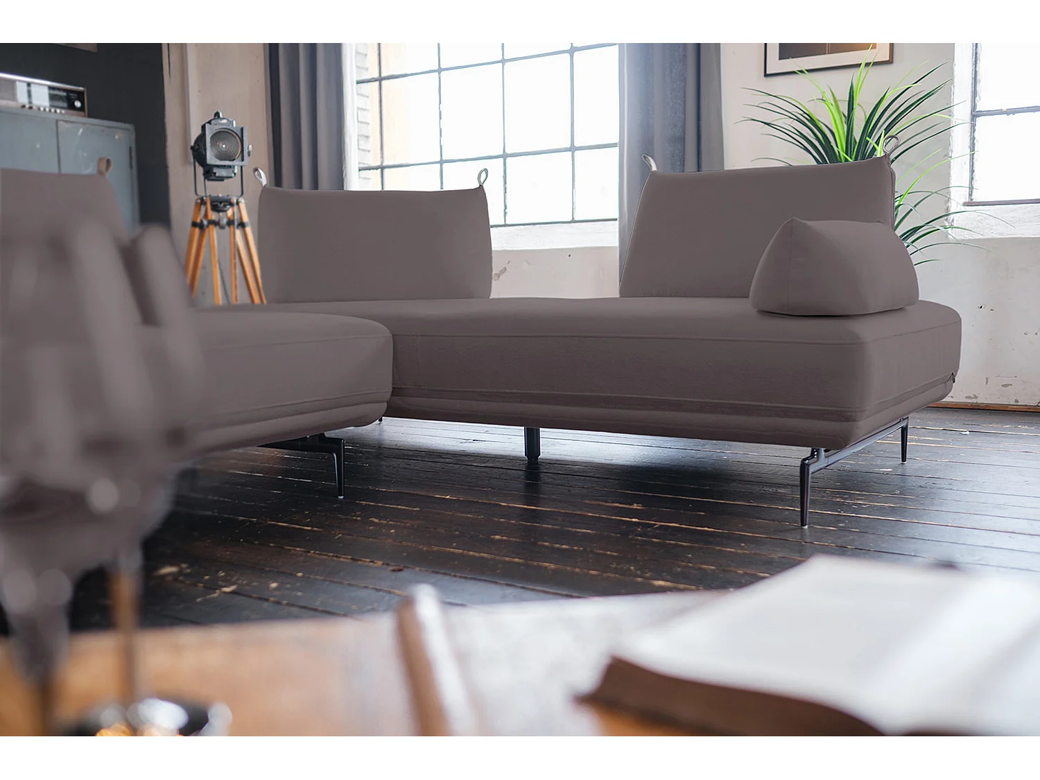 Ecksofa - Violett Webstoff - CANE