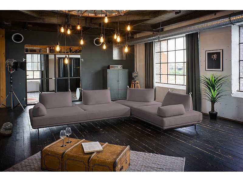 Ecksofa - Violett Webstoff - CANE