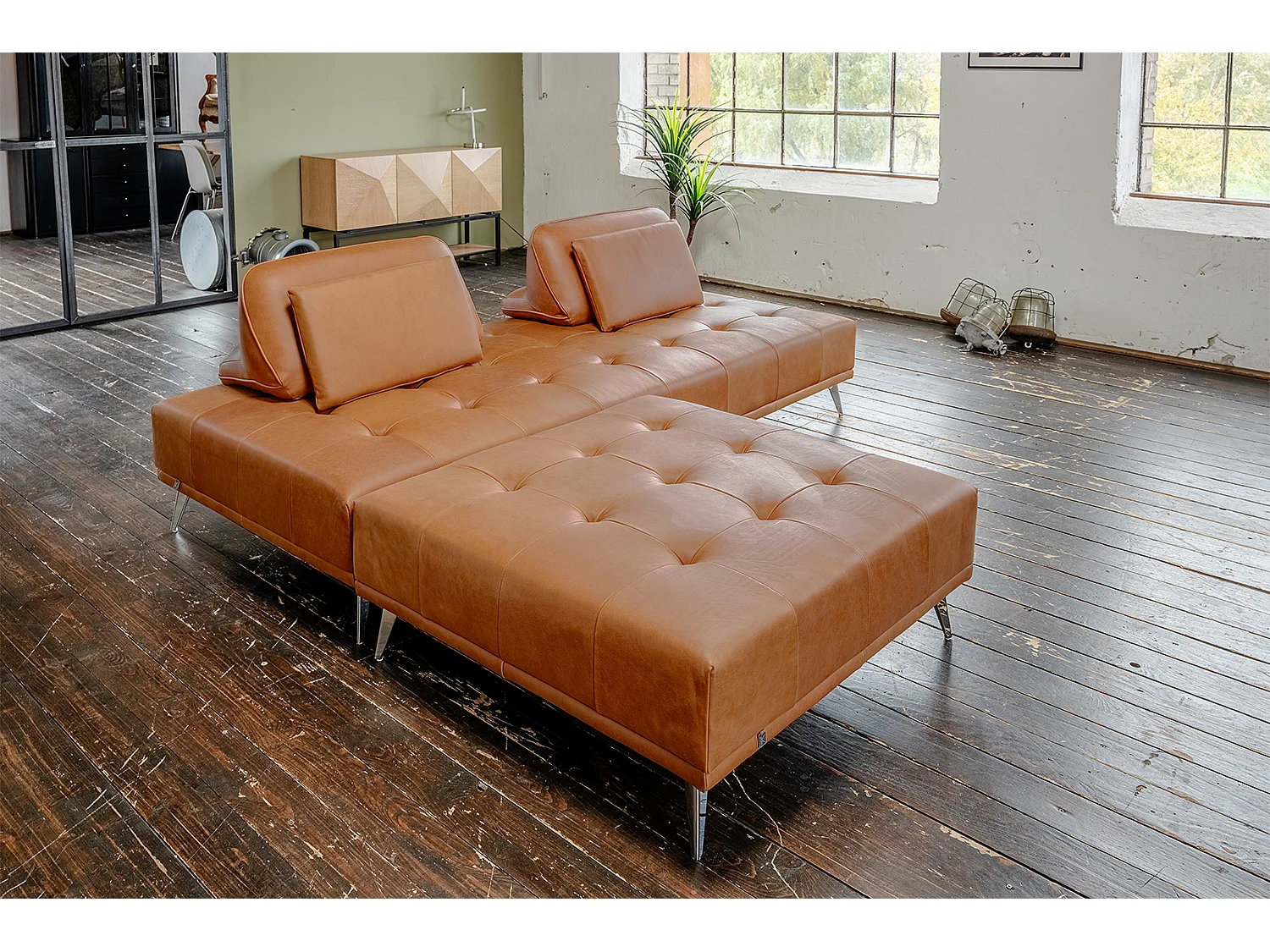 Divano letto - marrone pelle - WIOLO