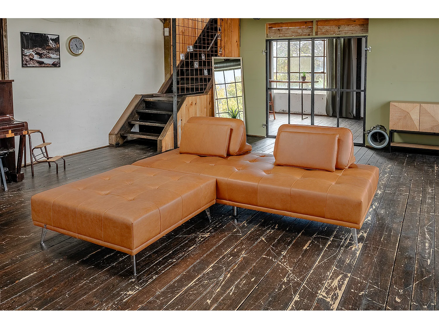 Divano letto - marrone pelle - WIOLO