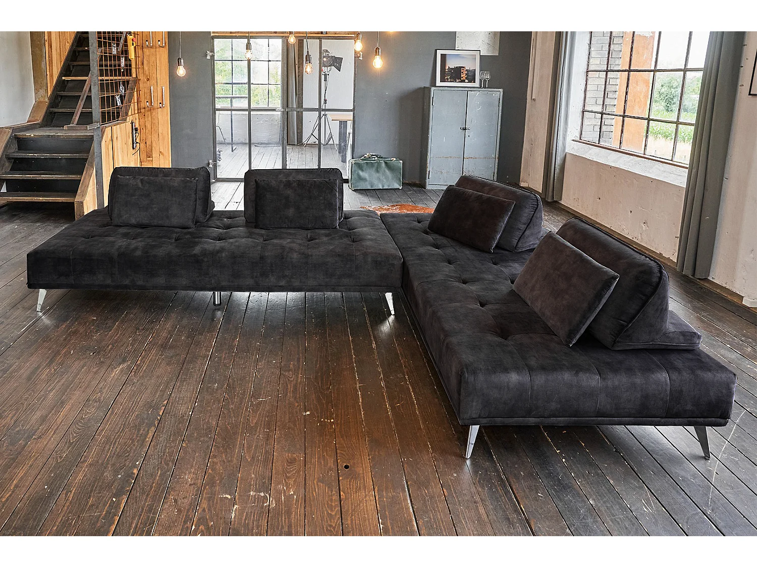 Divano letto - antracite velluto - WIOLO