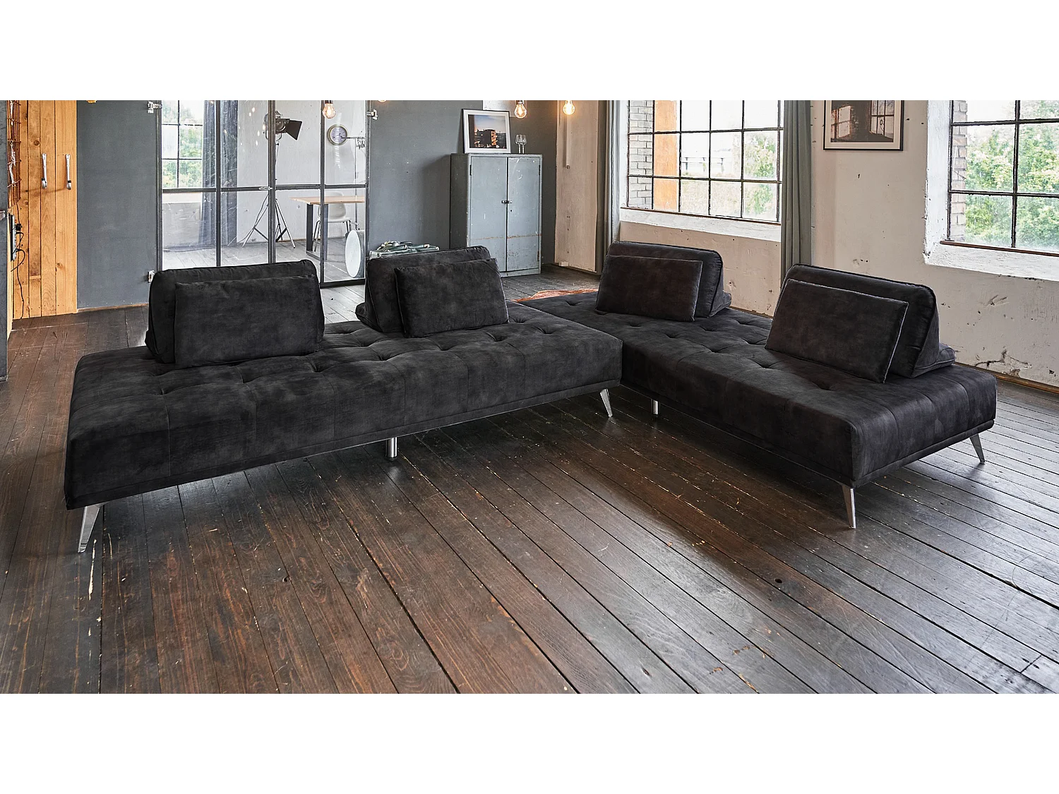 Divano letto - antracite velluto - WIOLO