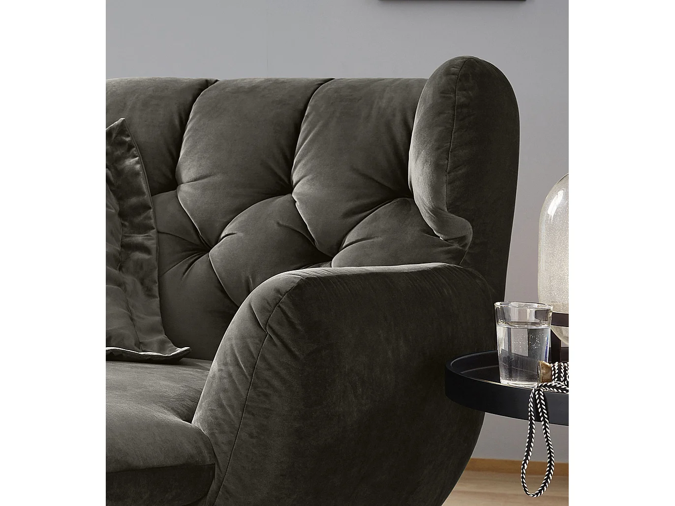 Fauteuil XXL - gris pierre Velours - CHARME