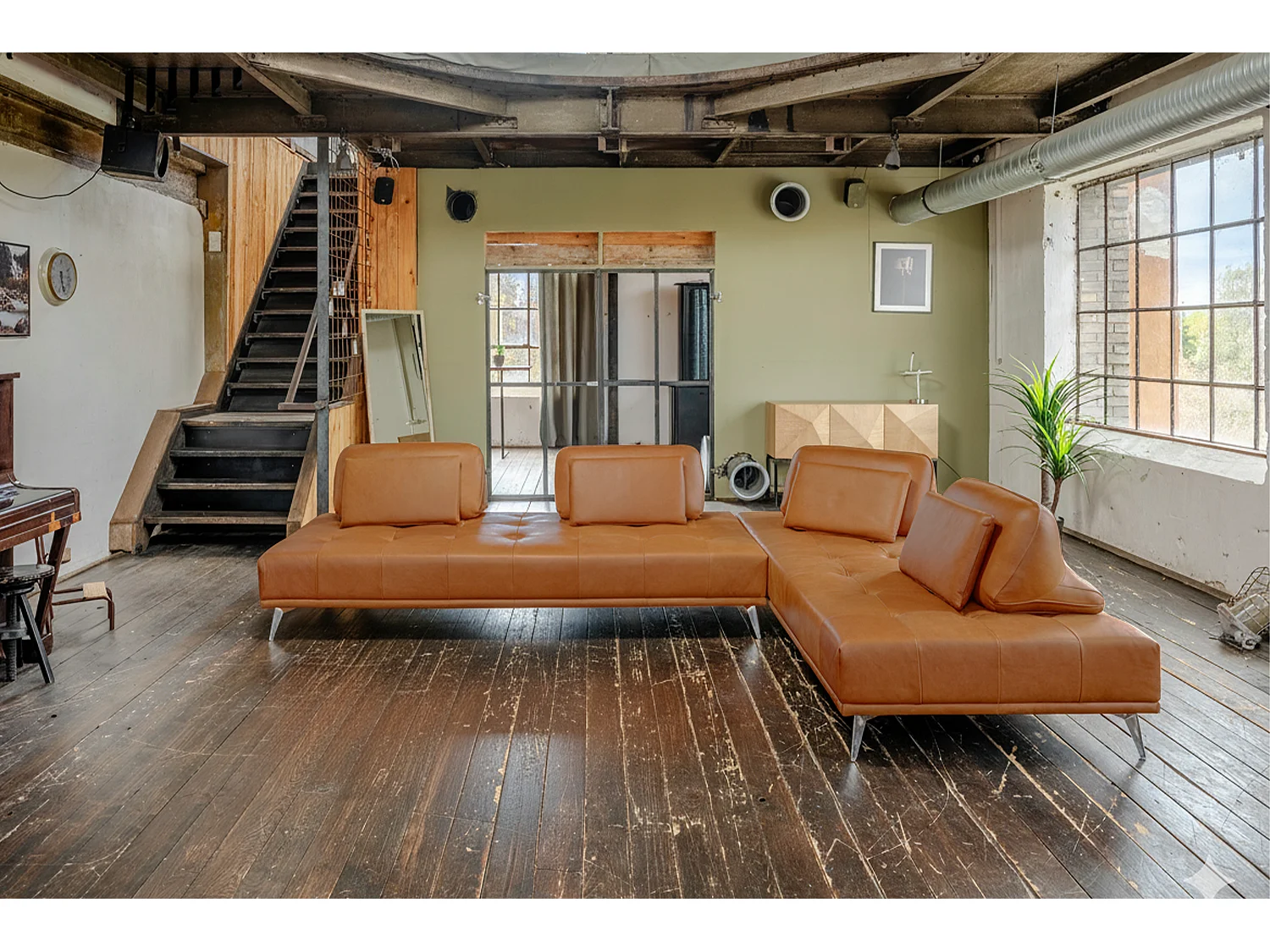 Divano letto - marrone pelle - WIOLO